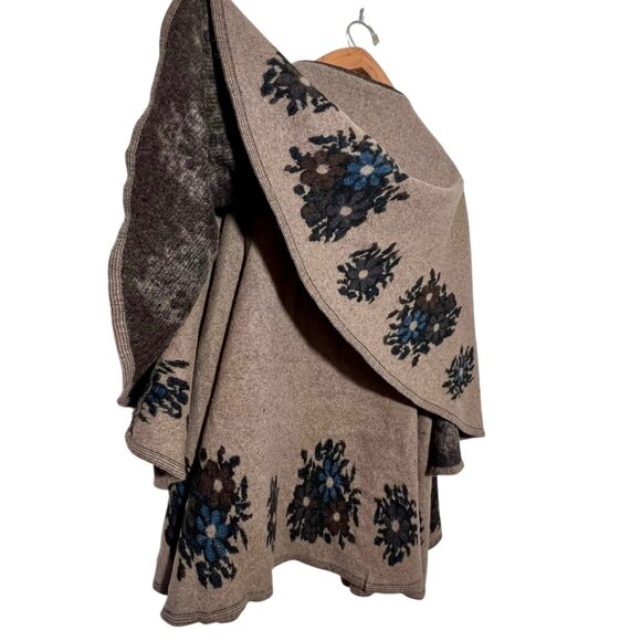 Oversized Shrug Forest Fairy Nature Granola Wool Layered Brown Lagenlook Cottage - Picture 5 of 10